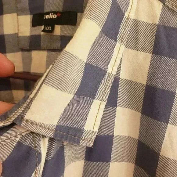 Celio Men's Checked Button Down Long Sleeve Shirt - Picture 6 of 8